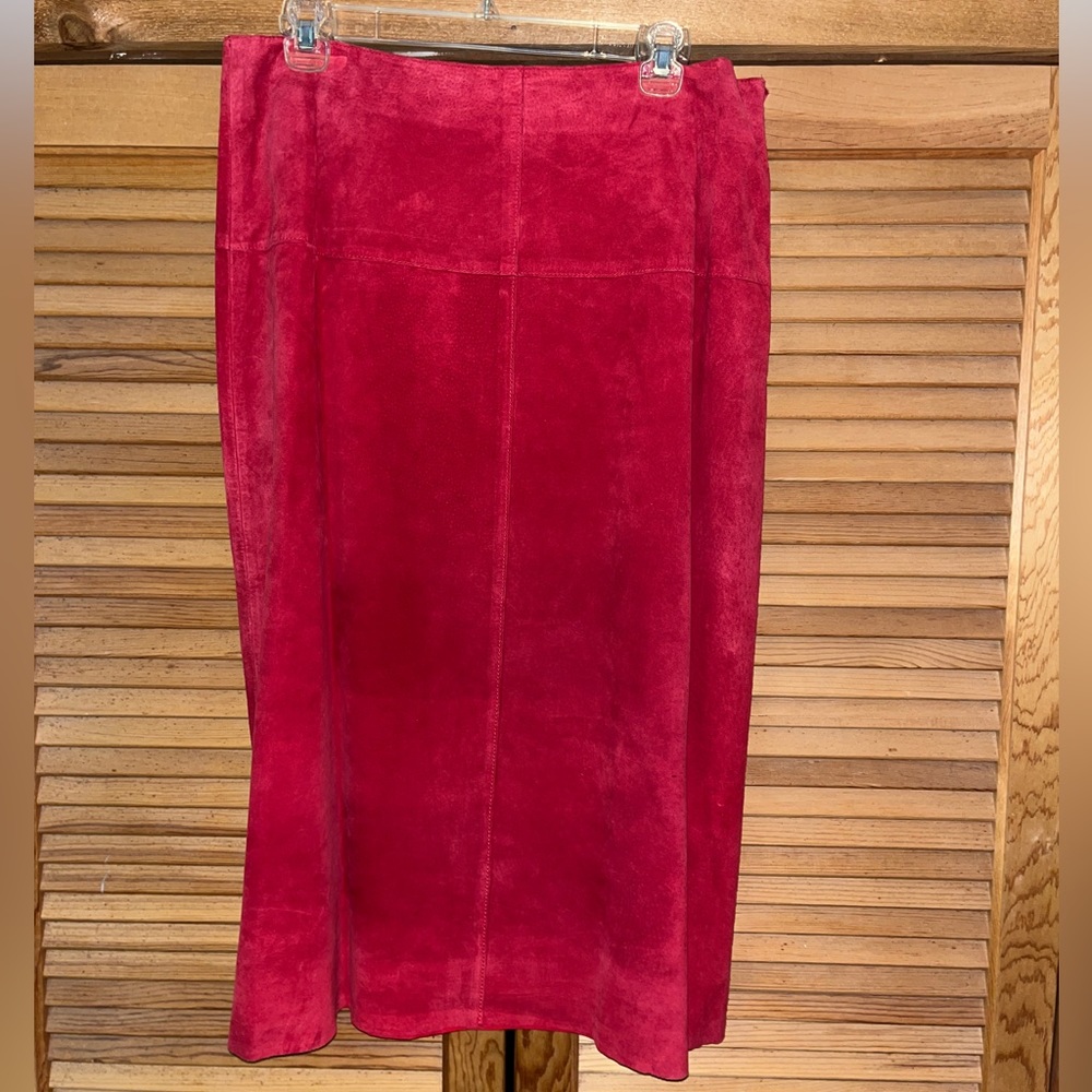 Beautiful suede below knee length skirt Garnet color